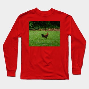 Red Jungle Fowl Amidst Lush Greenery Long Sleeve T-Shirt